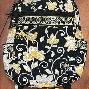 Vera Bradley Yellow Bird Floral Black and Yellow Women's Backpack